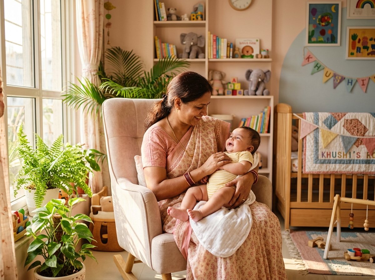 Caregiver taking care of a baby